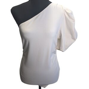Free People Chic Cream One-Shoulder Bodysuit Feminine Size M